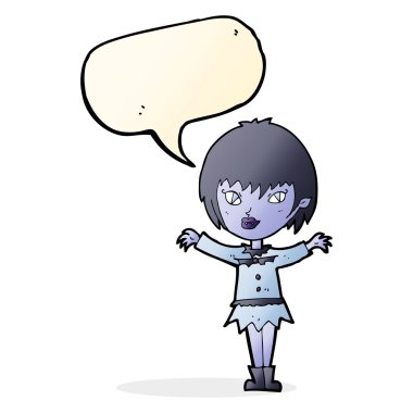 Konuşma baloncuğu olan vampir kız.