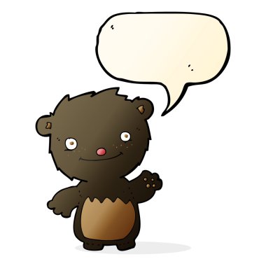 çizgi film sallanan siyah ayı yavrusu ile konuşma balonu