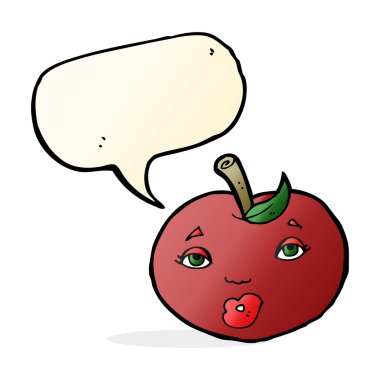 Yüzü konuşma balonlu çizgi film elması