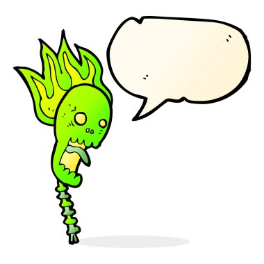 korkunç çizgi film kafatası ile konuşma balonu