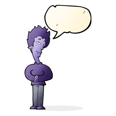 Konuşma balonu olan çizgi film vampiri.