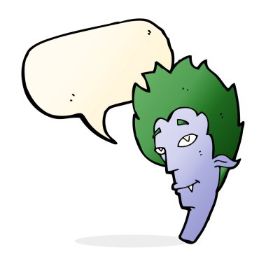 Konuşma balonlu bir vampir kafası.