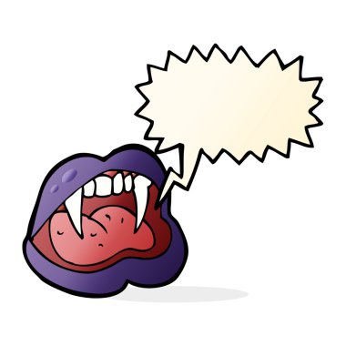 Konuşma baloncuklu çizgi vampir dudakları