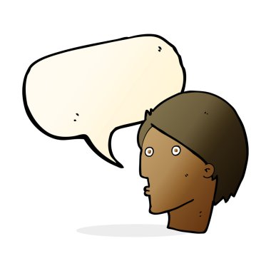 Konuşma baloncuğuyla şaşırmış çizgi film