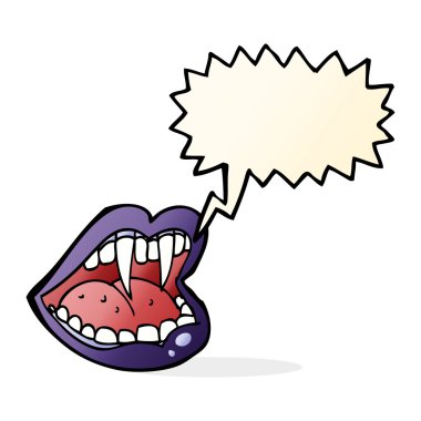 Konuşma baloncuklu çizgi vampir ağzı.