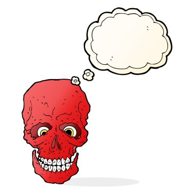 Konuşma baloncuklu garip kafatası