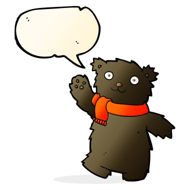 karikatür ayıcığı konuşma baloncuklu eşarp giyiyor