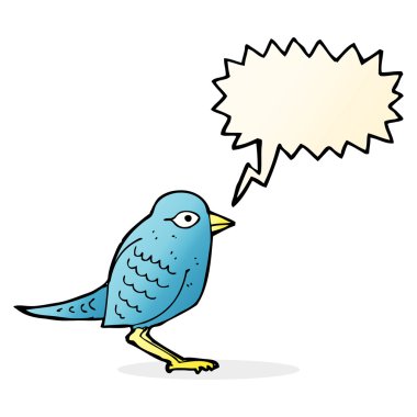 Konuşma baloncuklu çizgi film kuşu.