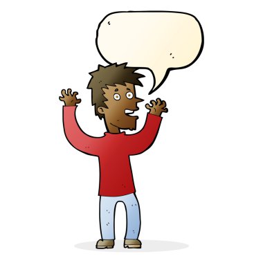 çizgi film heyecanlı adam konuşma baloncuğu ile