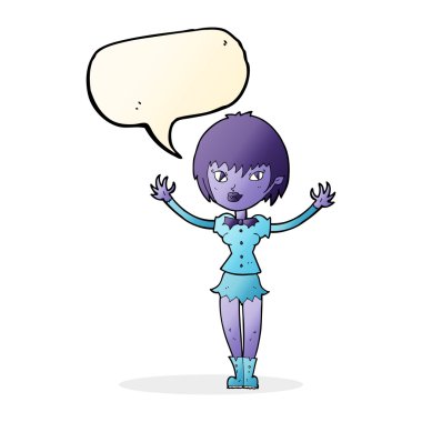 Konuşma baloncuğu olan vampir kız.
