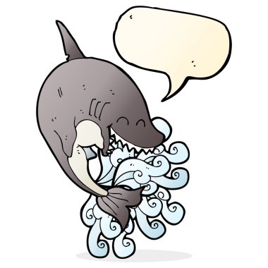 Konuşma baloncuklu çizgi film köpekbalığı