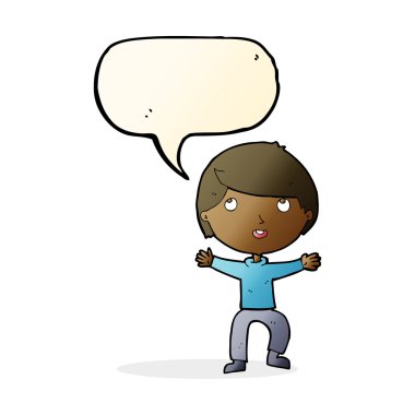 çizgi film mutlu çocuk konuşma balonu ile