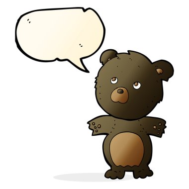 Konuşma baloncuklu komik oyuncak ayı.