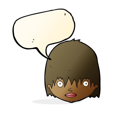 karikatür konuşma balonu ile bakan kadın