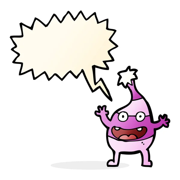 Dibujo animado criatura divertida con burbuja de habla — Archivo Imágenes Vectoriales