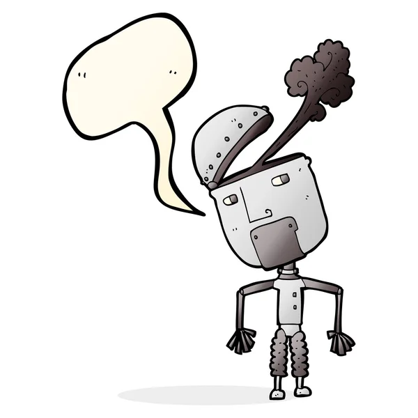 具有言语泡沫的卡通滑稽机器人 — 图库矢量图片