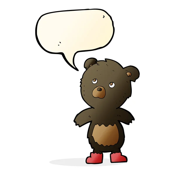 Desenho animado pequeno urso bonito com bolha de fala — Vetor de Stock