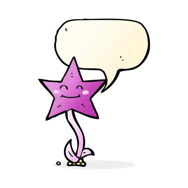 Fleur étoile de dessin animé avec bulle de parole — Image vectorielle