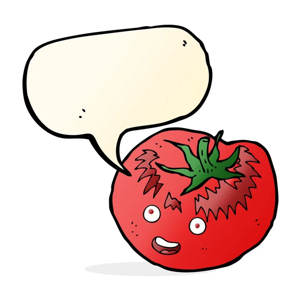Cartoon tomat med pratbubblan — Stock vektor
