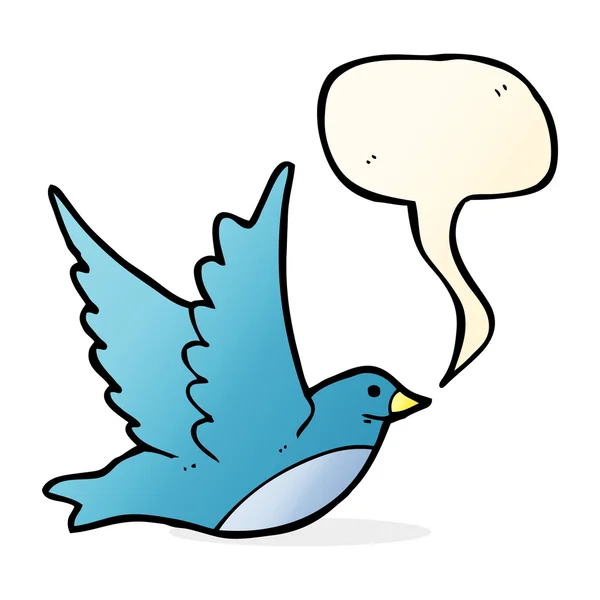 Dessin animé oiseau volant avec bulle de parole — Image vectorielle