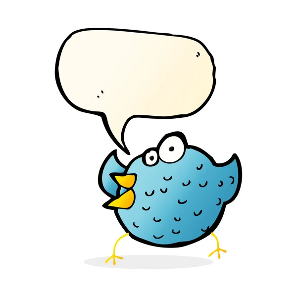 Dessin animé oiseau heureux avec bulle de parole — Image vectorielle