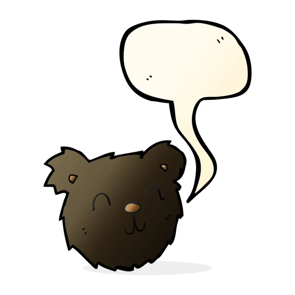 Karikatur glückliches Schwarzbärengesicht mit Sprechblase — Stockvektor