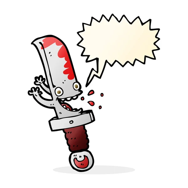 Personagem de desenho animado faca louco com bolha de fala — Vetor de Stock