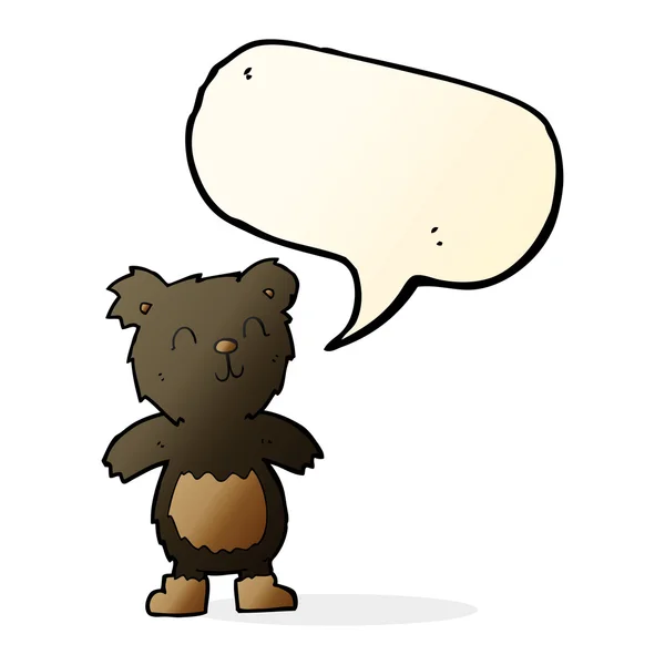 Urso preto de pelúcia de desenho animado com bolha de fala —  Vetores de Stock