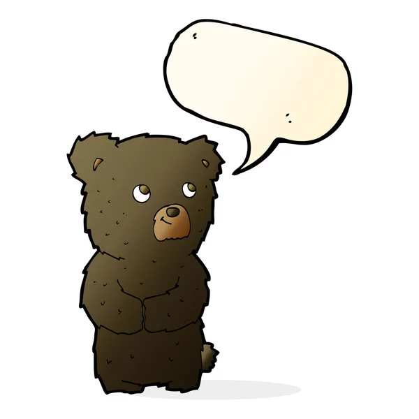 Cartoon black bear cub with speech bubble — Stock Vector