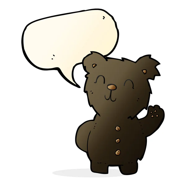 Cartoon black bear with speech bubble — Stock Vector