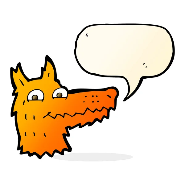 Cartoon fox hoofd met tekstballon — Stockvector