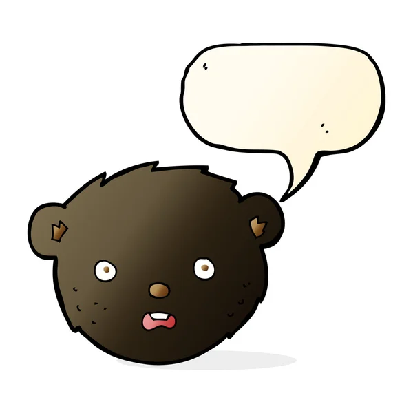 Cartoon black bear face with speech bubble — Stock Vector
