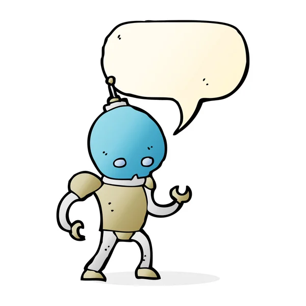 音声バブルを搭載した漫画エイリアンロボット — ストックベクタ