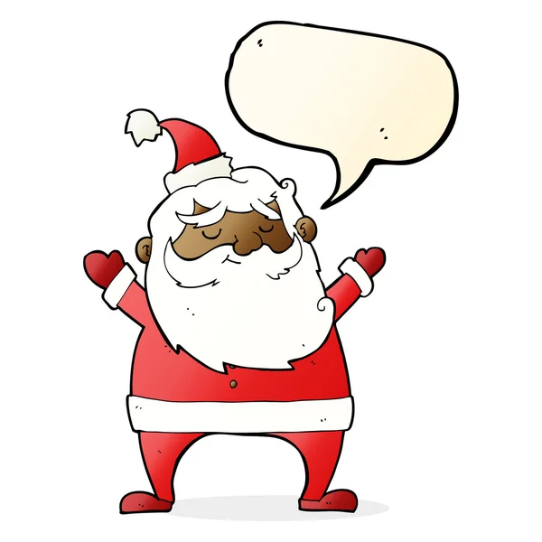 Jolly Santa cartone animato con bolla discorso — Vettoriale Stock