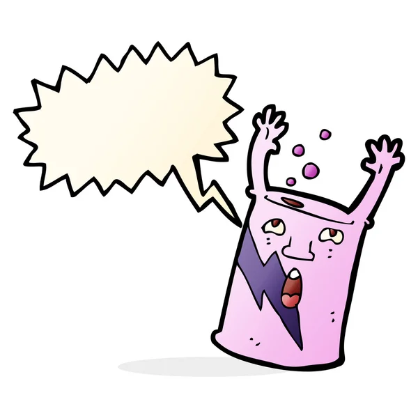 Dibujos animados soda puede carácter con burbuja de habla — Archivo Imágenes Vectoriales