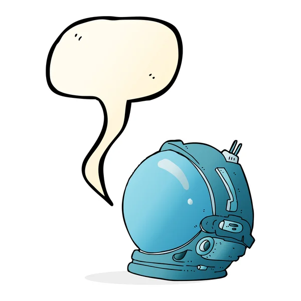 Casque astronaute dessin animé avec bulle de parole — Image vectorielle