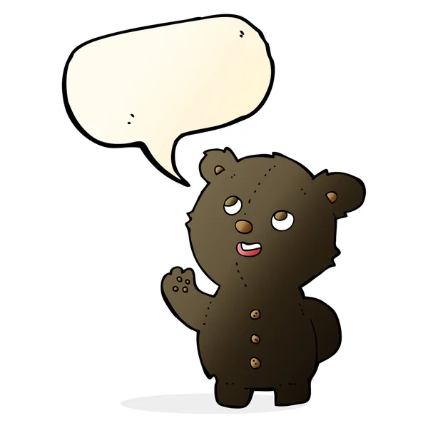 Cartoon cute black bear cub with speech bubble — Stock Vector