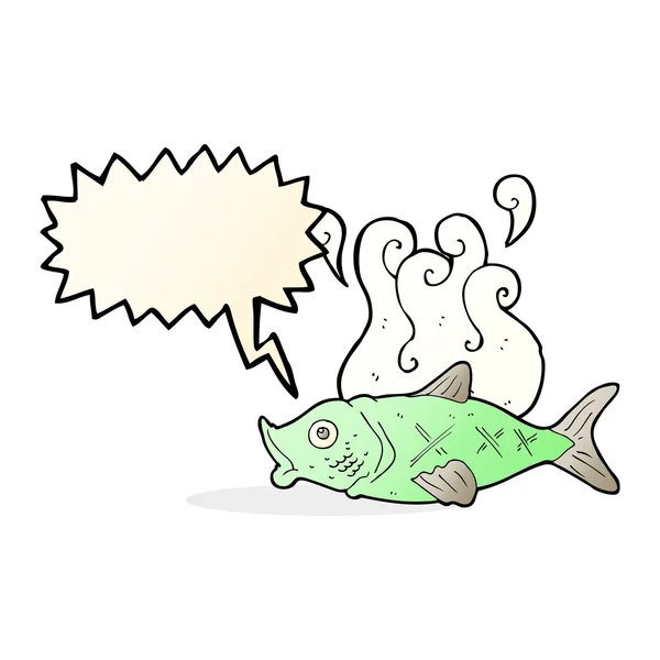 Dibujos animados pescado apestoso con burbuja del habla — Vector de stock