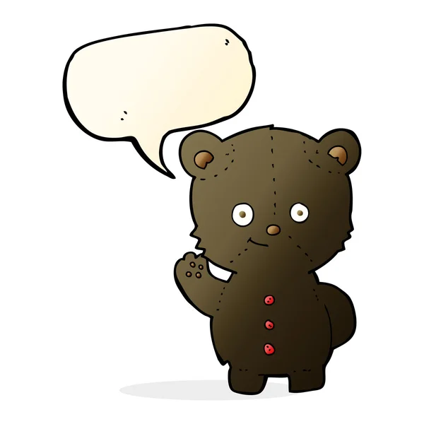 Cartoon black bear cub med pratbubblan — Stock vektor