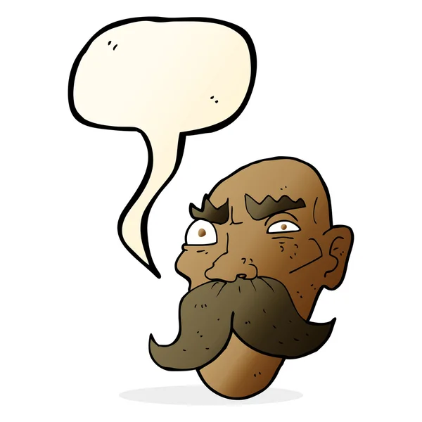 Karikatür kızgın yaşlı adam konuşma baloncuğu ile — Stok Vektör