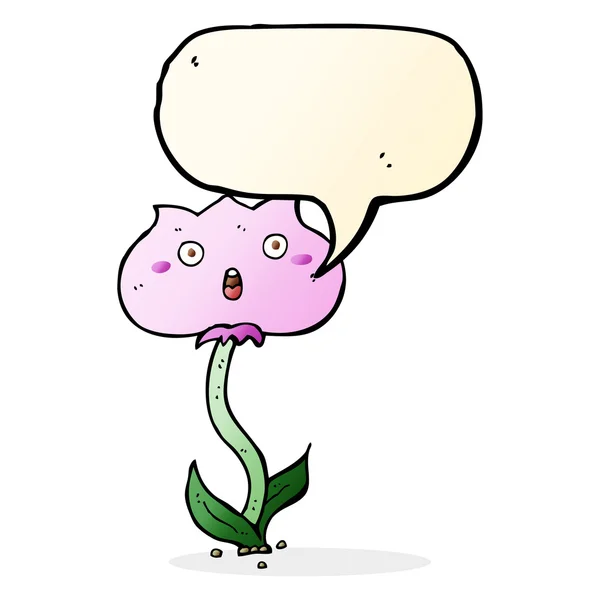 Cartoon shocked flower with speech bubble — Stock Vector