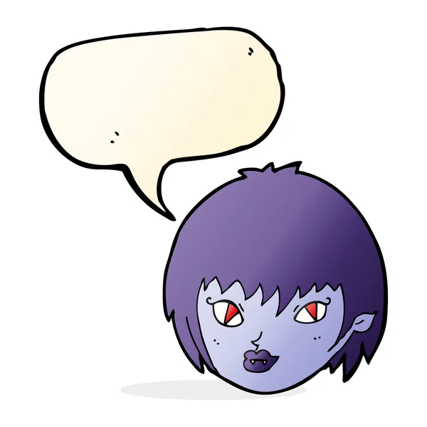 Cartoon-Vampir-Mädchen Gesicht mit Sprechblase — Stockvektor