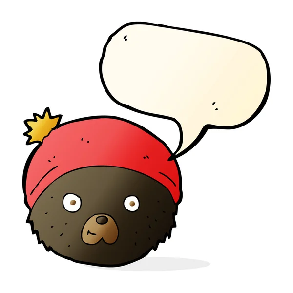 Cara de oso de peluche de dibujos animados con burbuja de habla — Vector de stock
