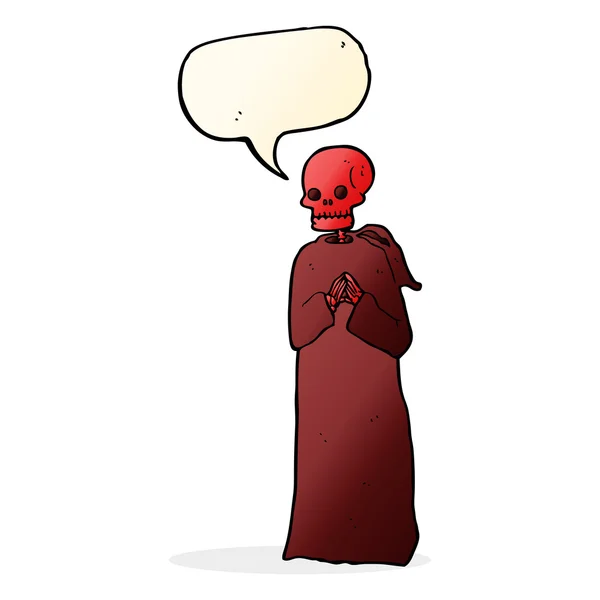 卡通幽灵般骨架的长袍，缀有气泡 — 图库矢量图片