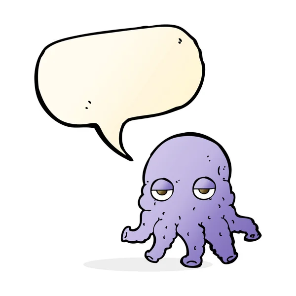 Cartoon alien squid face with speech bubble — Stock Vector