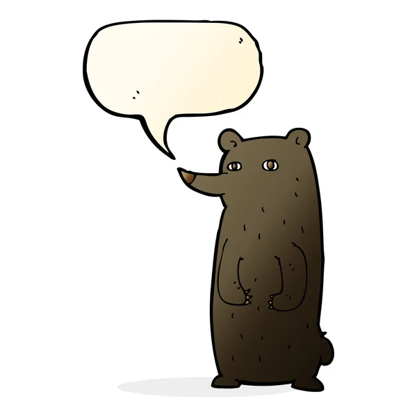 Αστείο καρτούν μαύρη αρκούδα με το συννεφάκι λόγου — Διανυσματικό Αρχείο