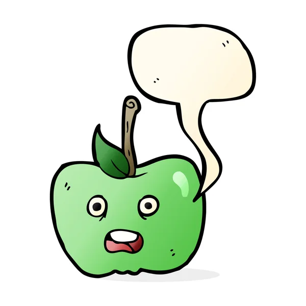 Karikatür apple ile konuşma balonu — Stok Vektör