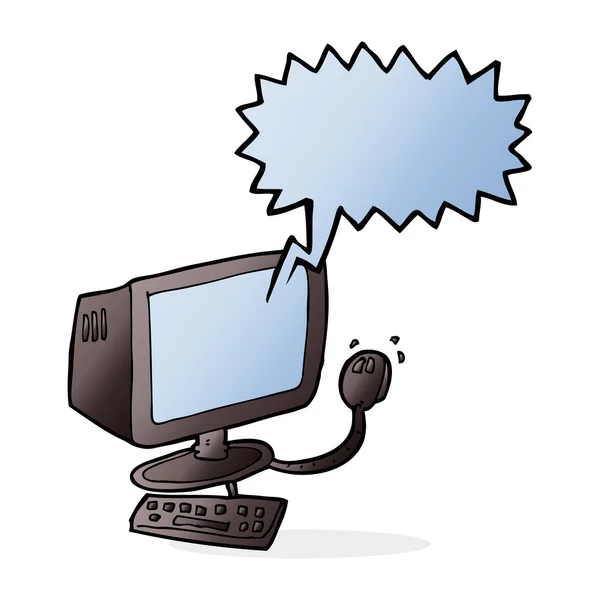 Cartoon computer met spraakbel — Stockvector