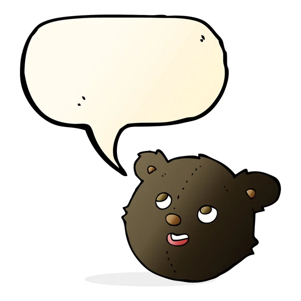 Cartone animato orso nero faccia con la bolla discorso — Vettoriale Stock