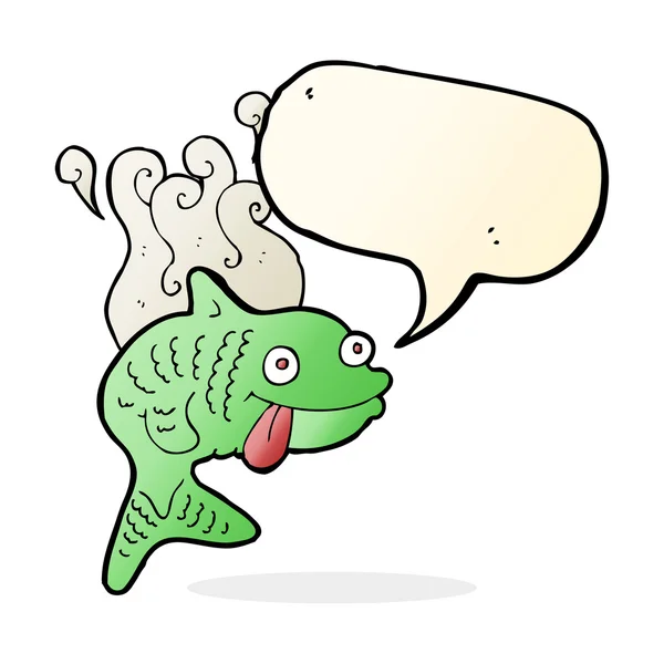 Cartoon stinkande fisk med pratbubblan — Stock vektor